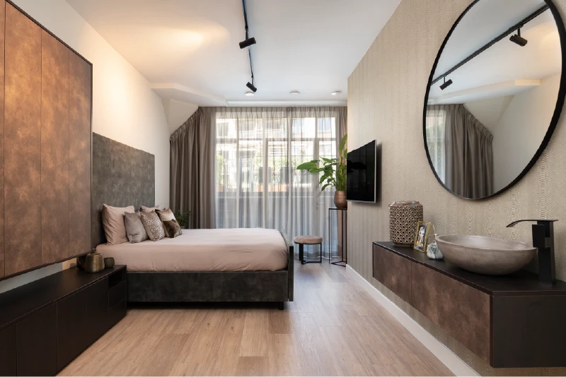 Hotel chique slaapkamer in oude fabriek