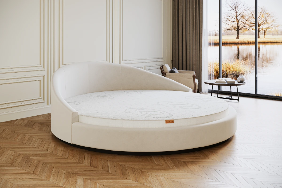 Rond bed met matras op maat