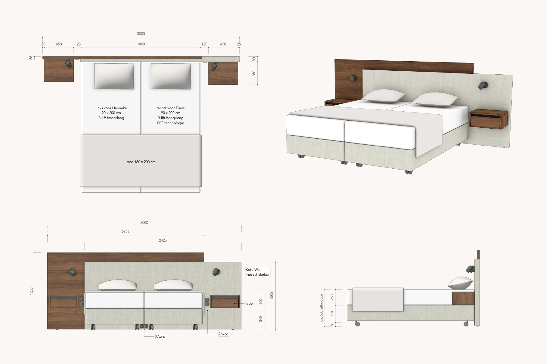 Moderne slaapkamer met schuifdeurkast